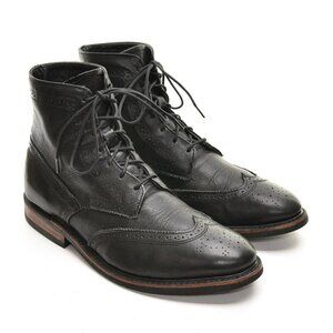 Men Walk Over Made in USA Black Brogue Wingtip Boots 12